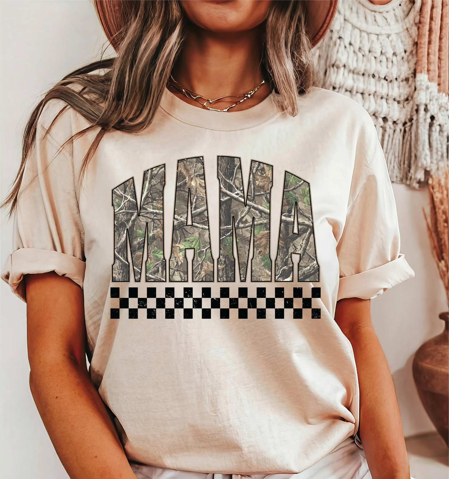 Mama Camo Checkered Graphic Tee