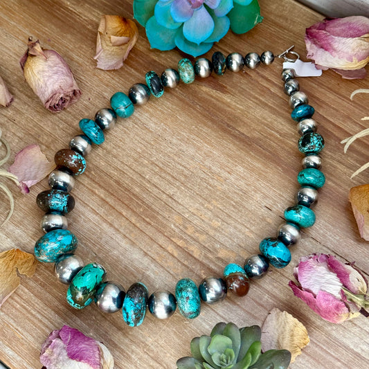 23” Massive Turquoise Rondelle Statement Necklace