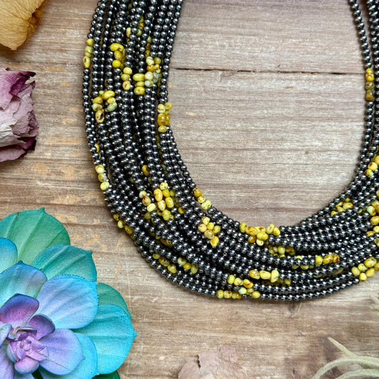 16.5” Palomino Turquoise Necklace – Sterling Silver Pearls