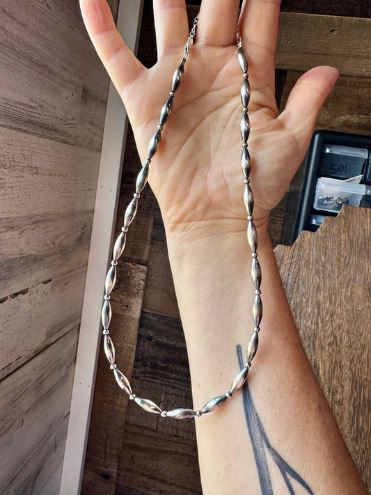 17 inch Torpedo Sterling Silver Pearls