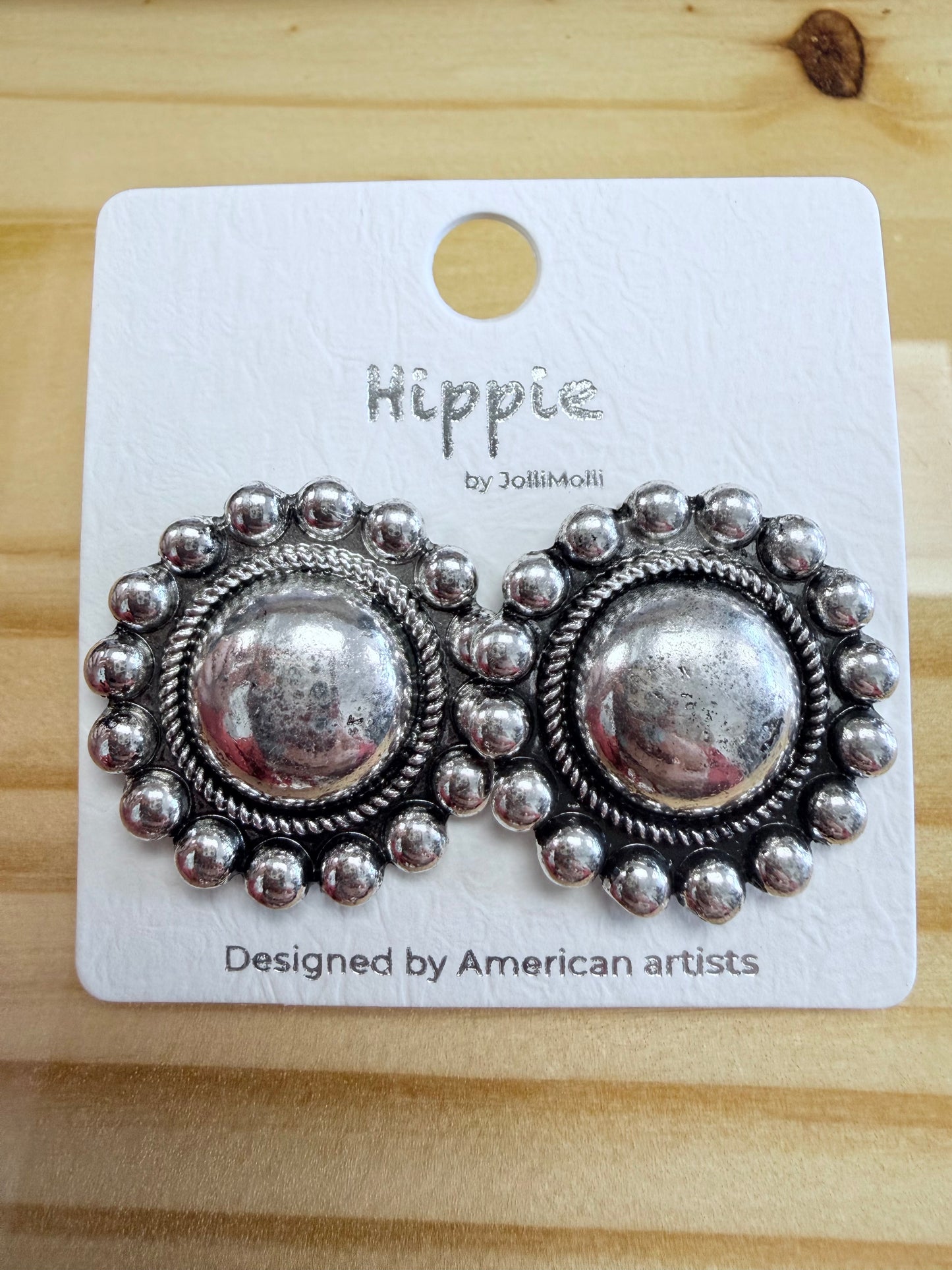 Silver Concho Stud Earrings