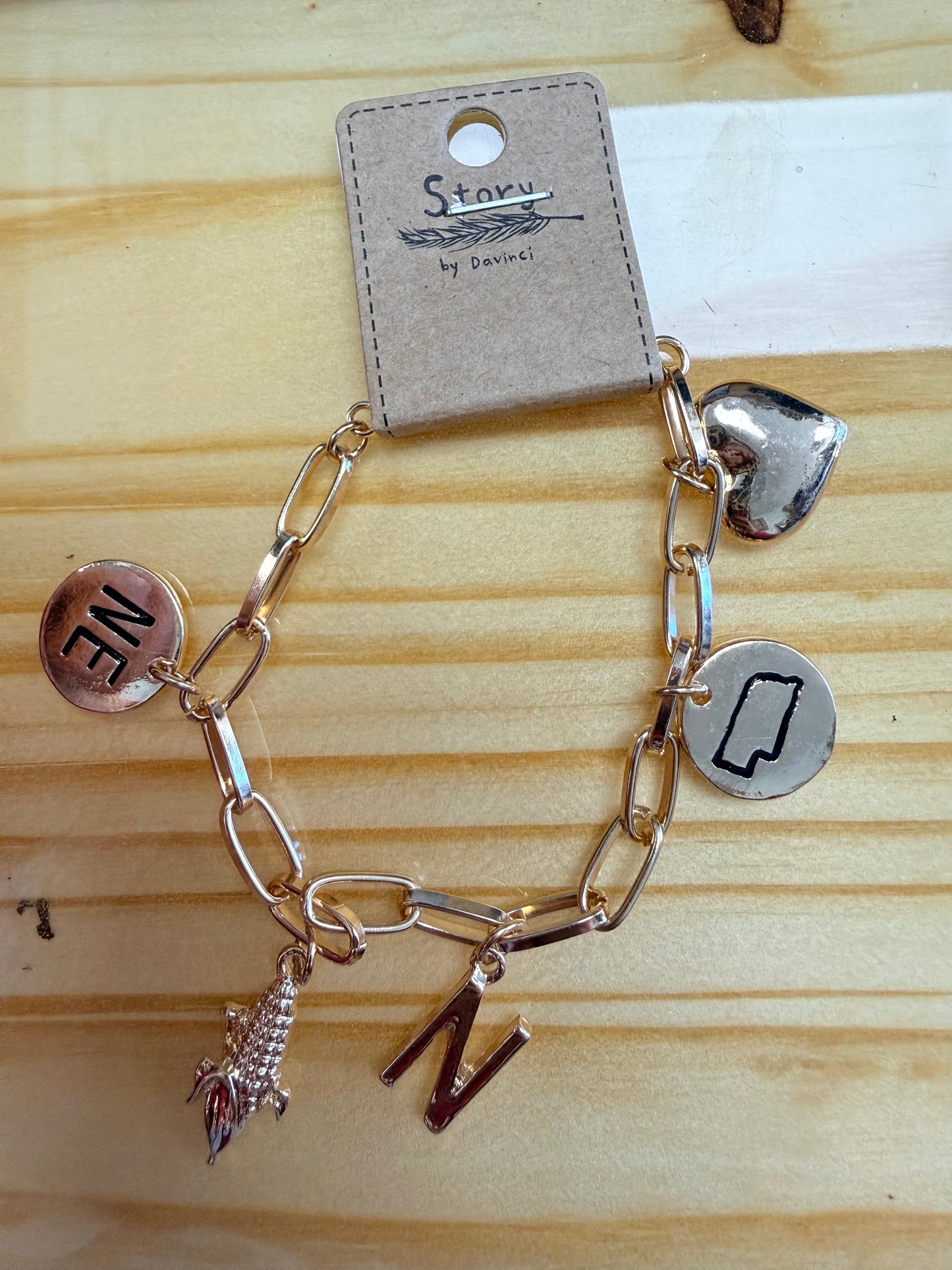 Nebraska Charm Link Bracelet