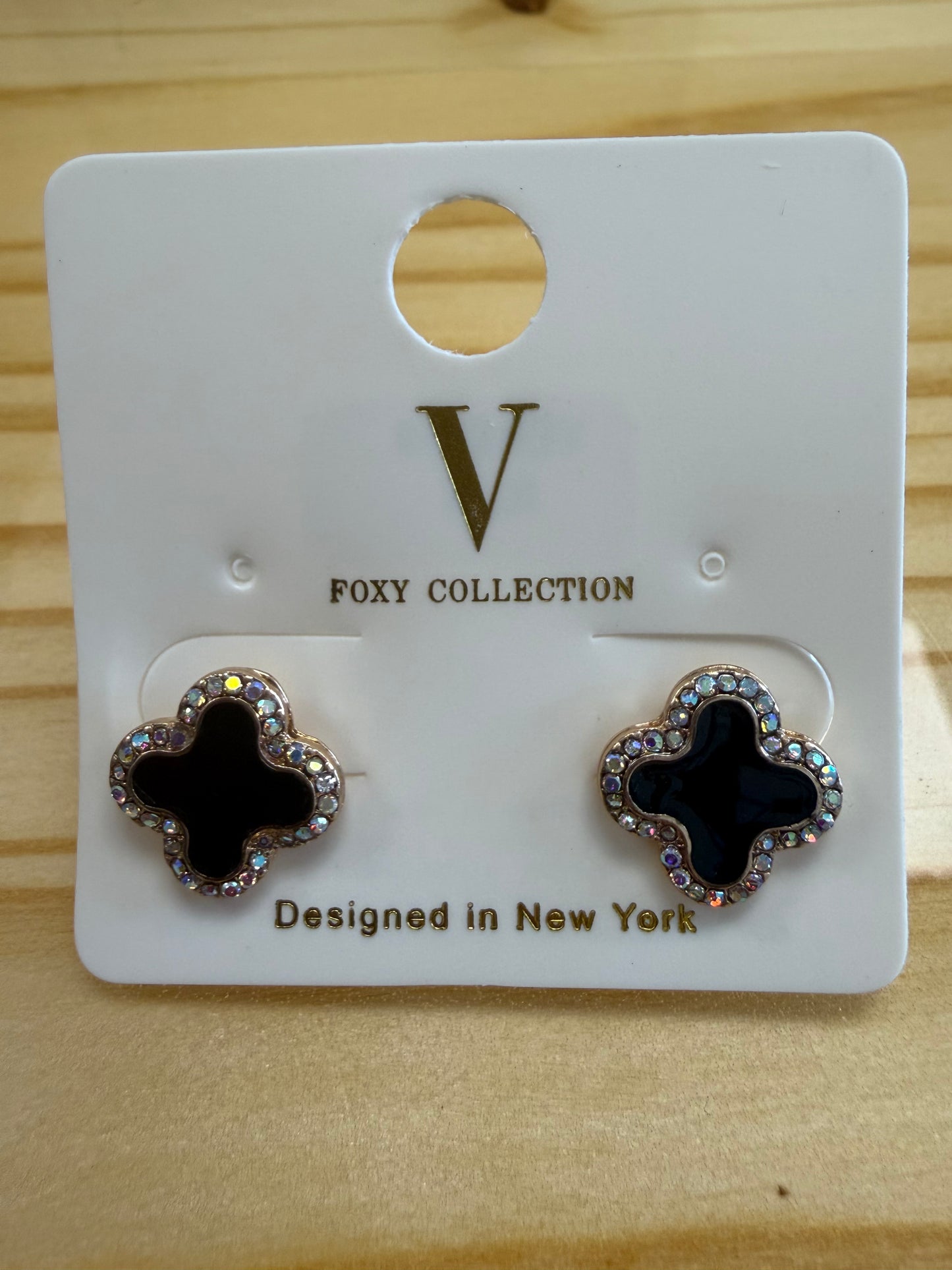 Midnight Clover Sparkle Studs