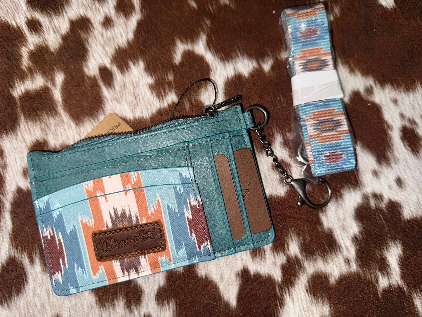 Wrangler Aztec Print Key Chain Wristlet Card Wallet