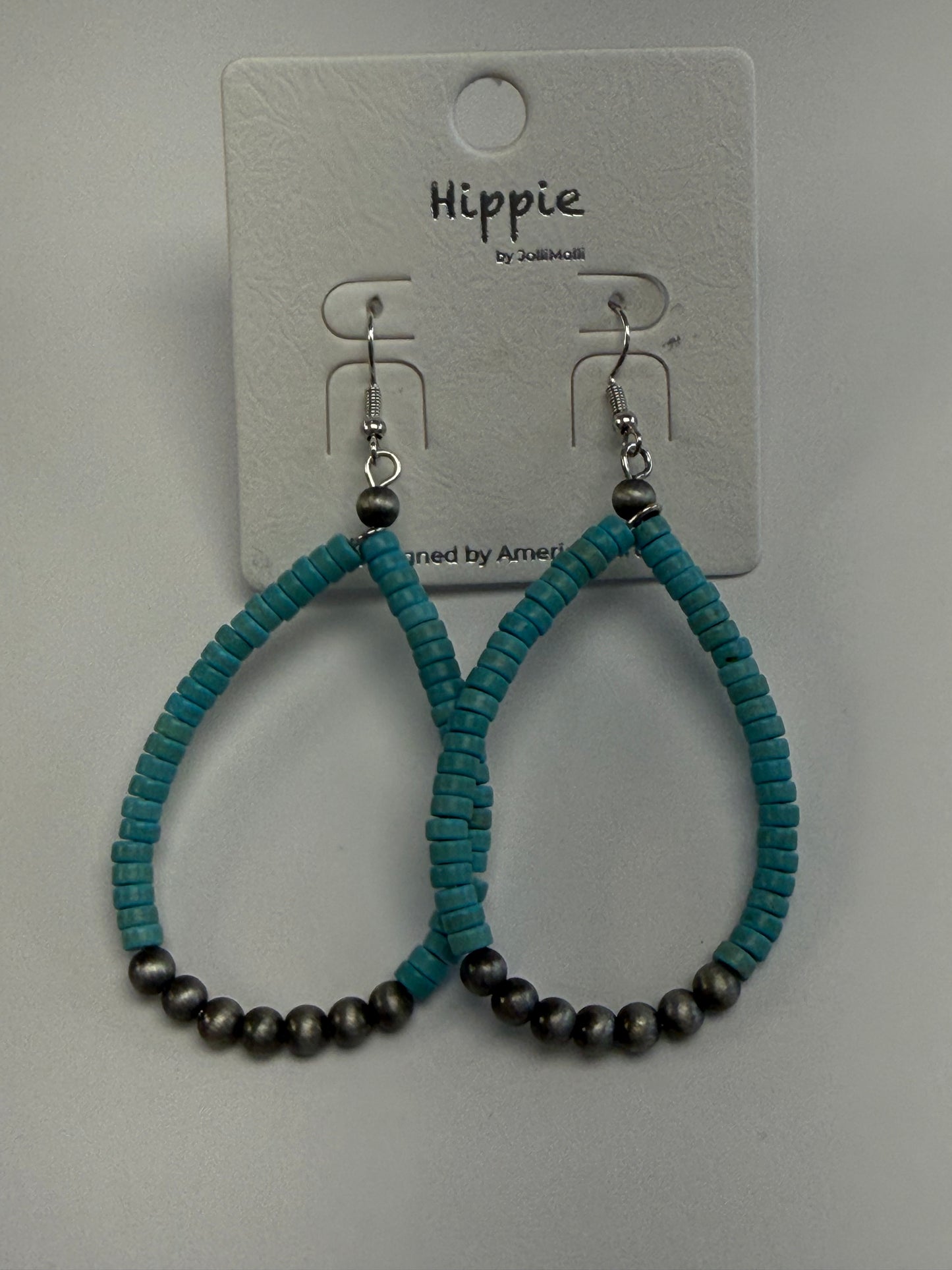 Turquoise Teardrop Beaded Earrings