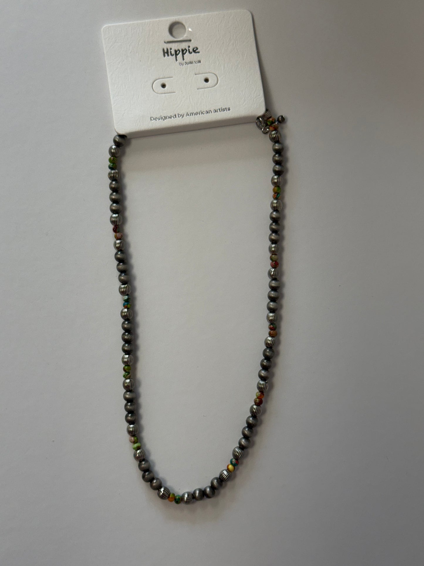 Multicolor Silver Bead Necklace