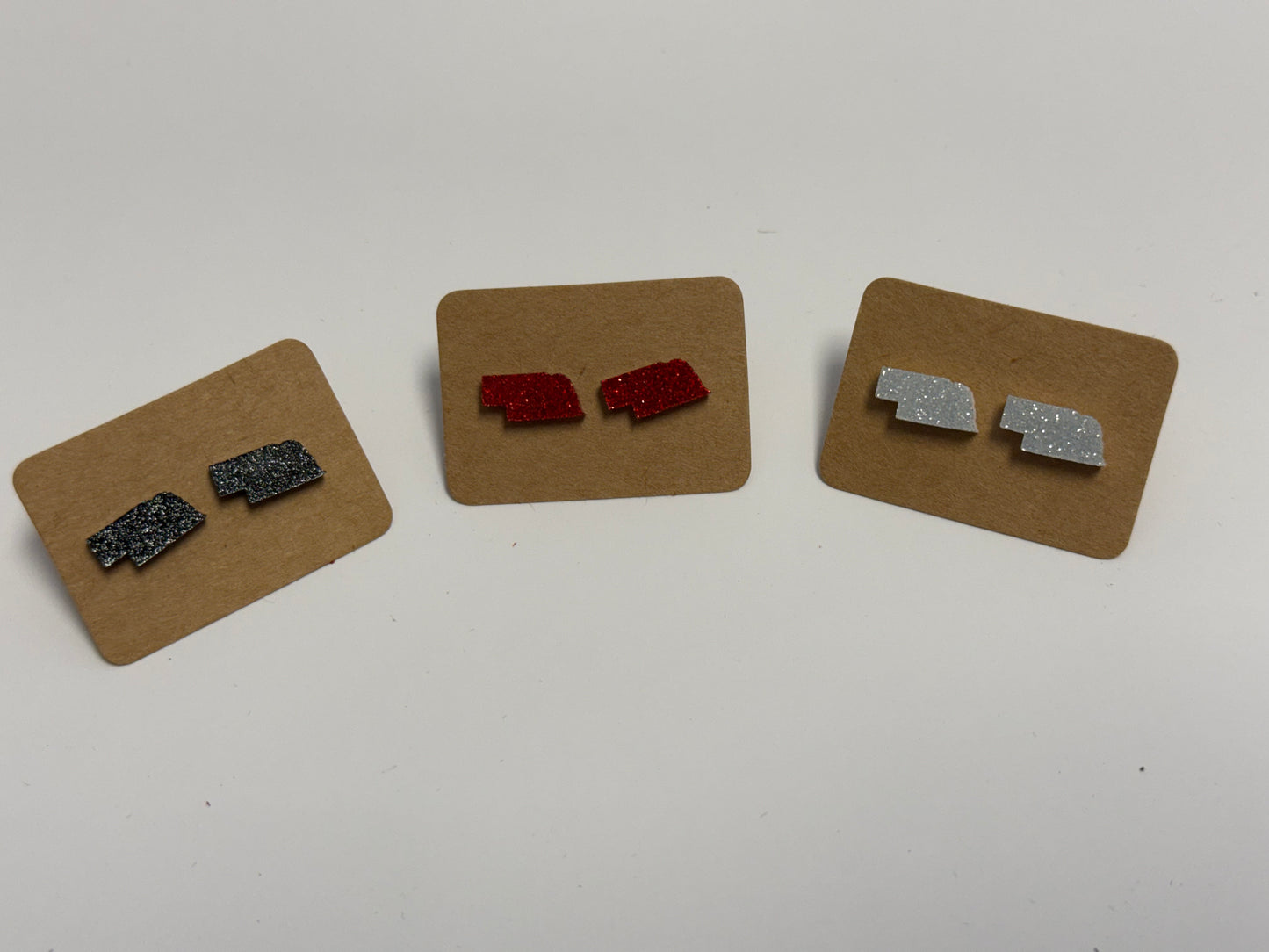 Nebraska Glitter Stud Earrings