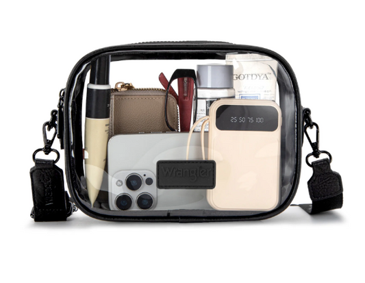 Wrangler Clear Crossbody Bag/Stadium Bag - Black