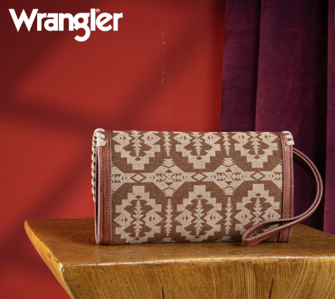 Wrangler Southwestern Print Wallet/Shoulder Bag - Brown