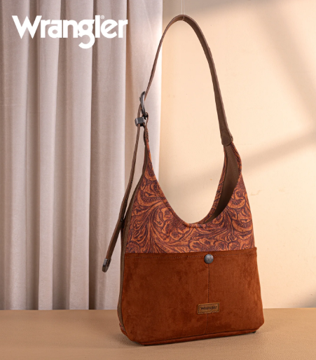 Wrangler Vintage Floral Printed Hobo Bag-Brown