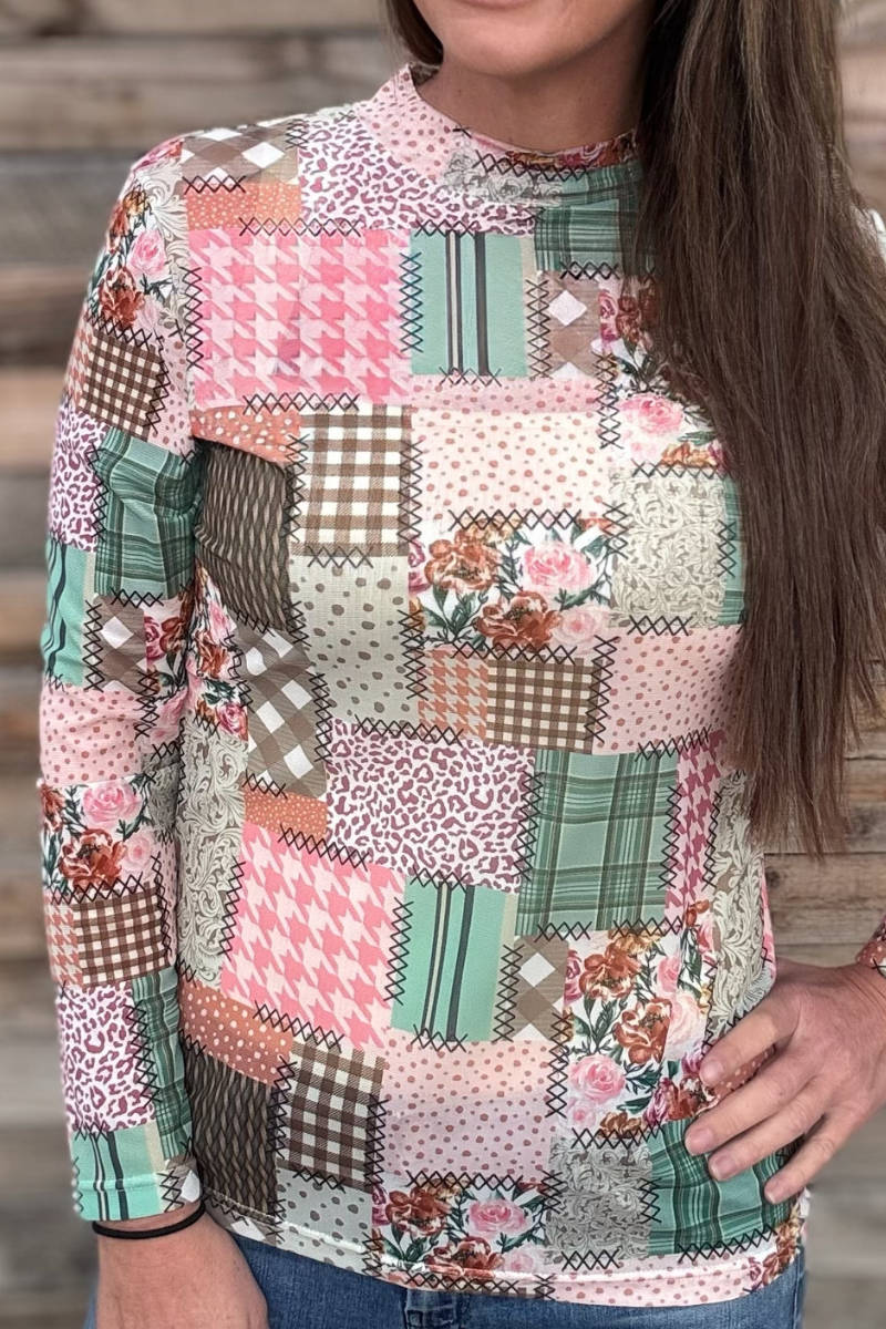 SK Mosiac Spring Mesh Top