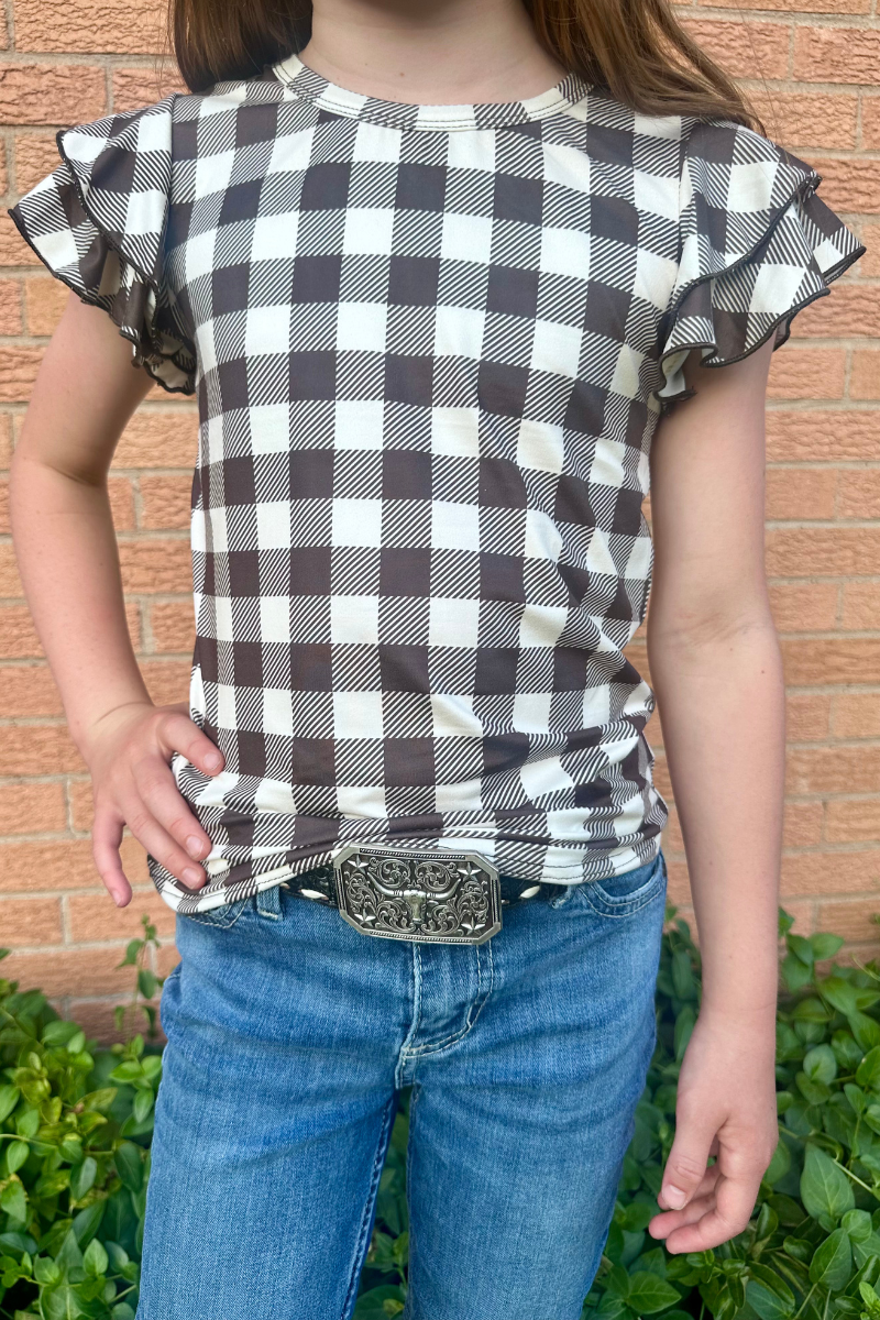 Plaid My Love Brown Kids Top