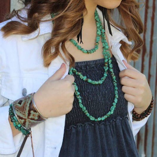 Genuine Blue Turquoise Triple Strand Necklace