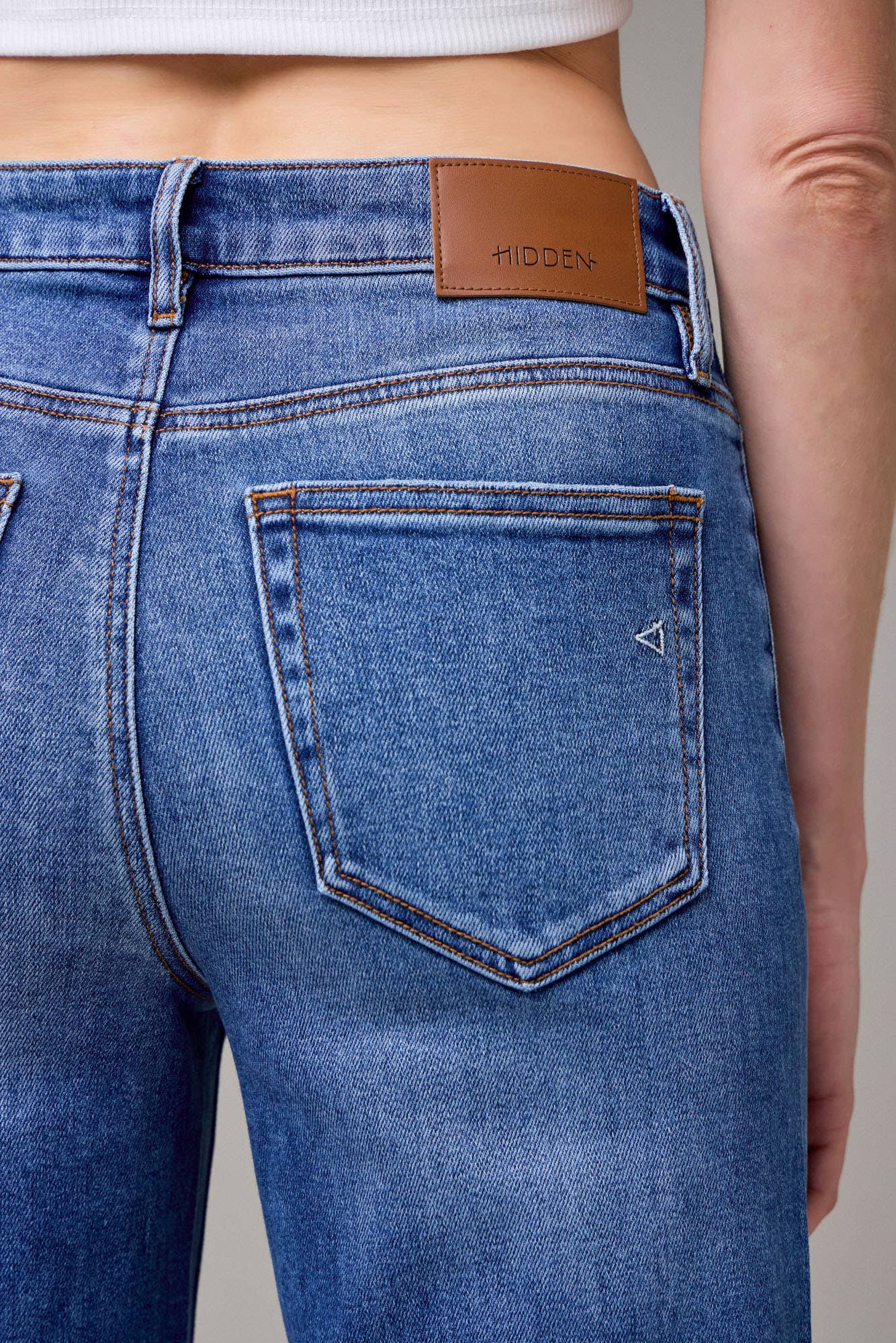 Hidden Medium Wash Clean Cuffed High Rise Comfort Flare