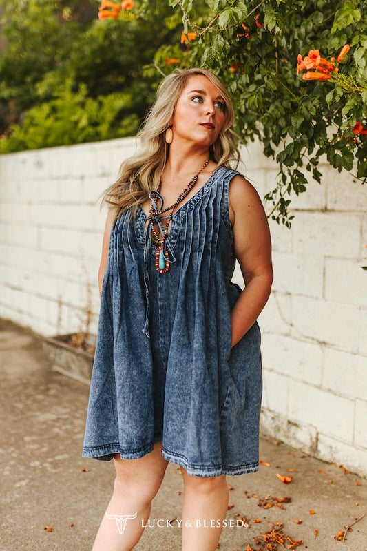 Light Stone Wash V Neck Front Tie Denim Romper