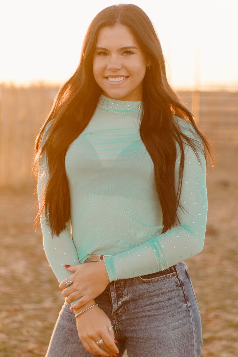 Rhinestone Rebel Mesh Top