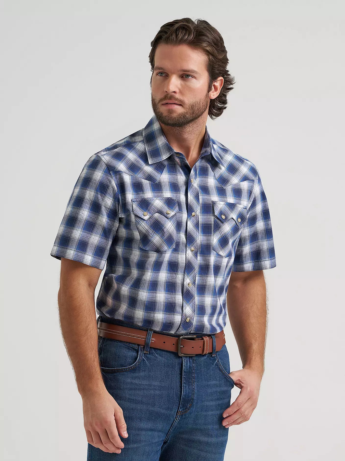 Men's Wrangler Retro® Short Sleeve Sawtooth Pocket Western Snap Shirt