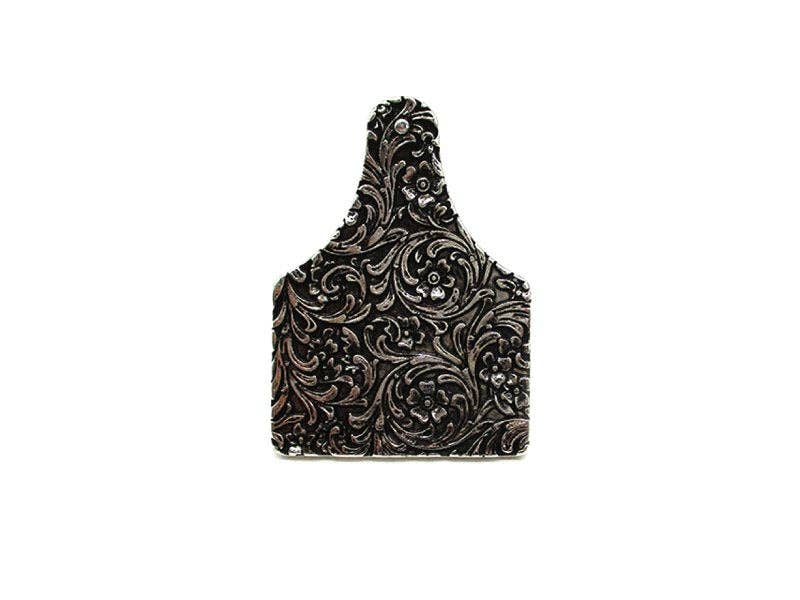 Western Engraved Cattle Tag Cuff Ring