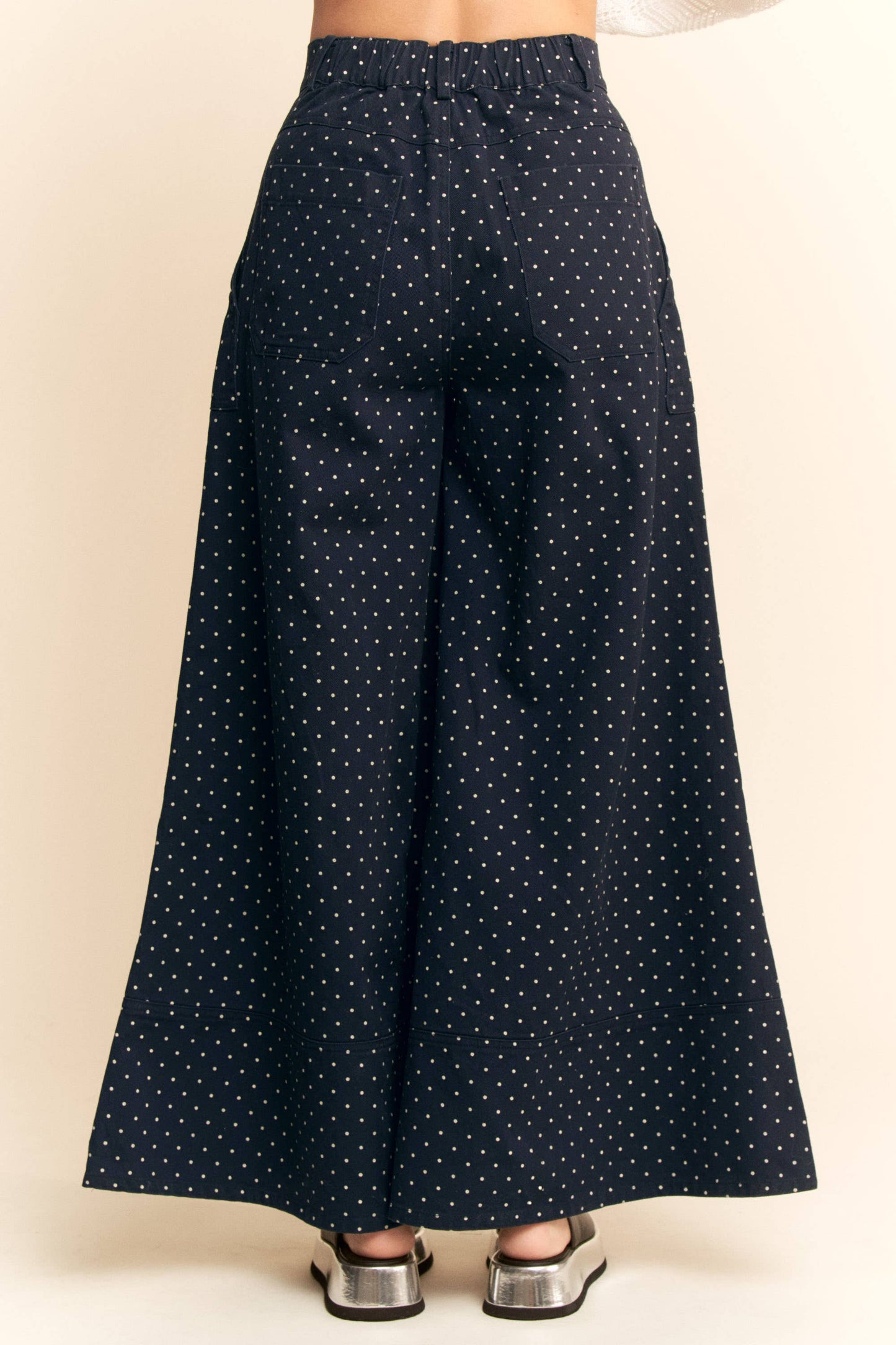WASHED  RUFFLE LACE BOTTOM PANTS