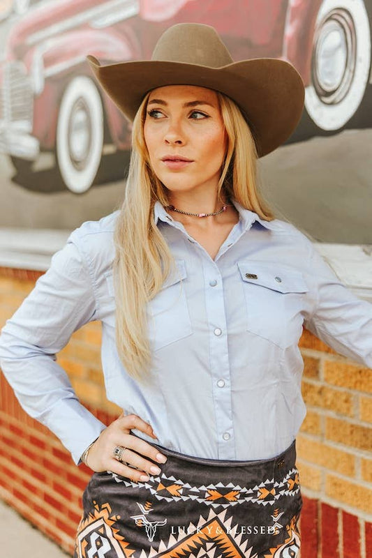 Lavender Long Sleeve Button Down Top