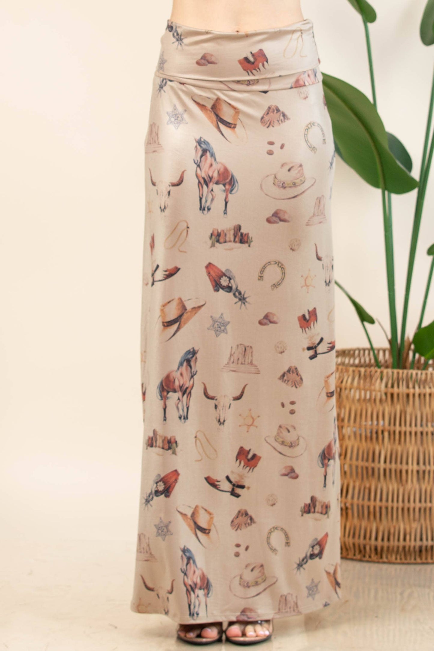 WESTERN ELEMENTS PRINT MAXI SKIRT