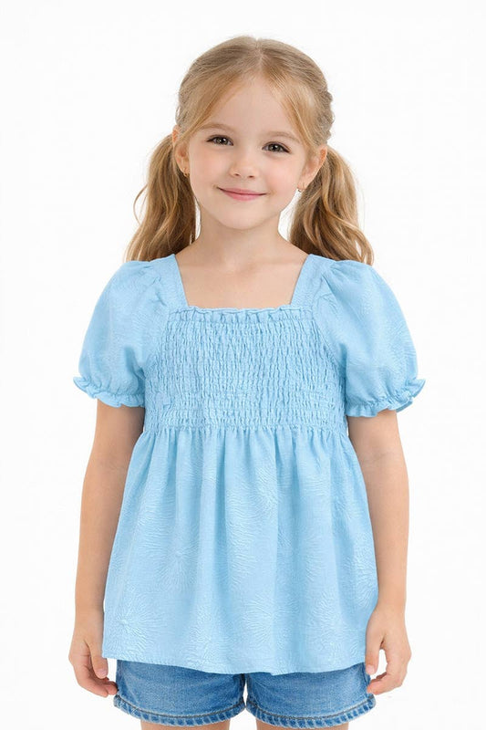 Girl's Fashion Top w/ Puff Sleeve Blue