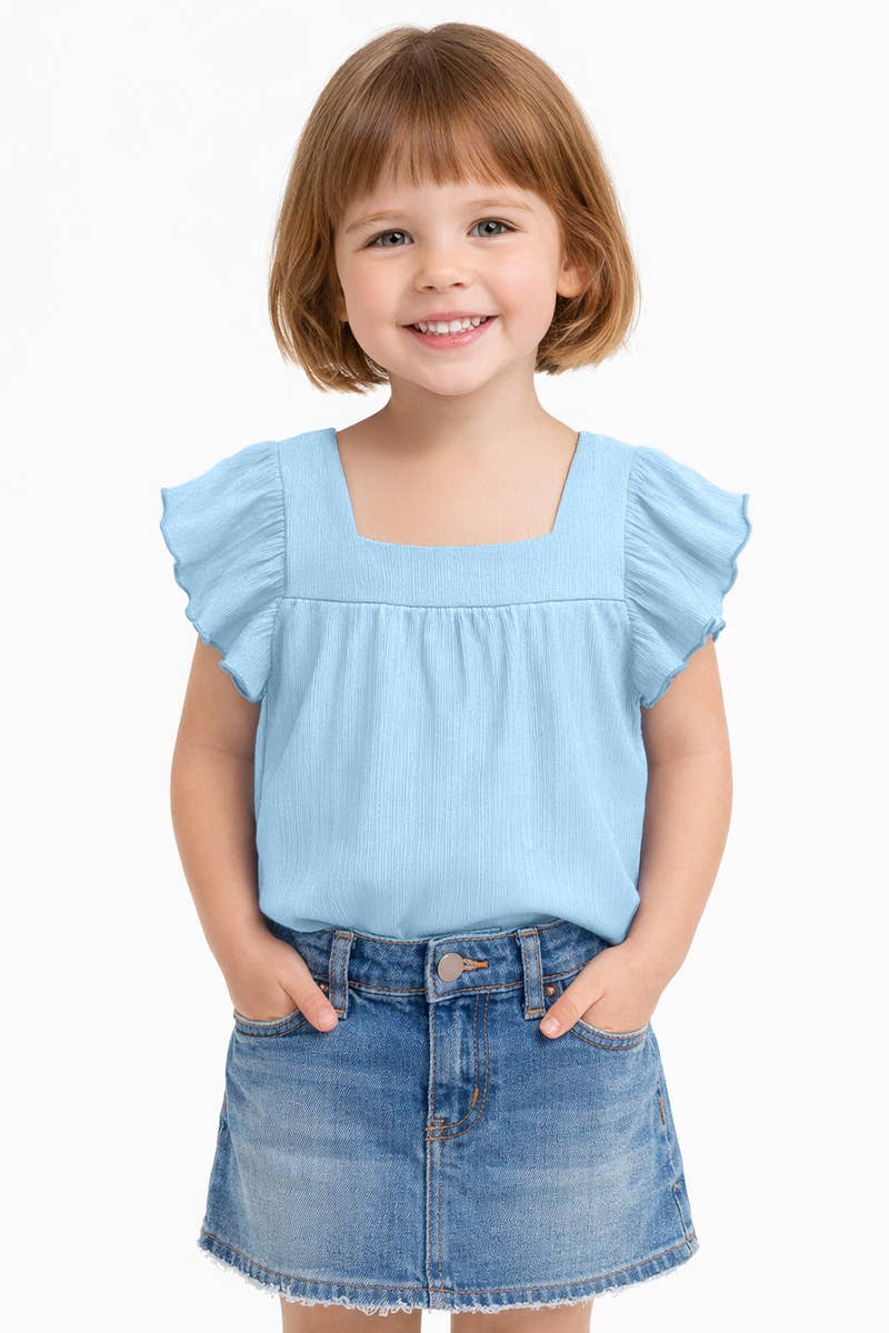 Girl's Fashion Top w/ Square Neckline