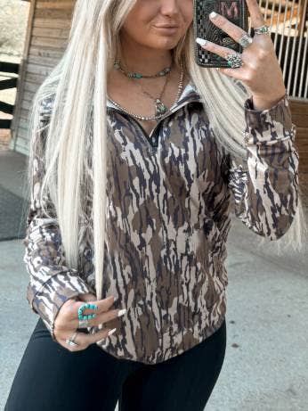 Western bottomland camo quarter zip sweatshirt