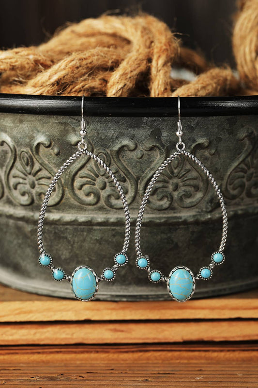 Western Turquoise Water Drop Hook Earrings