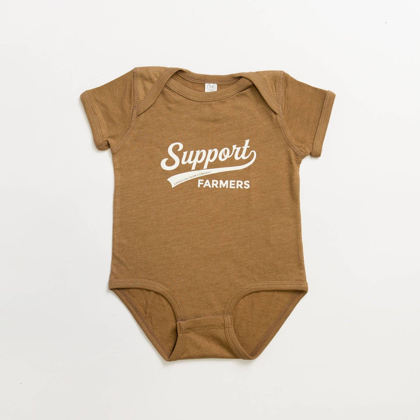 Western 'Support Farmers' Banner Heather Brown Onesie