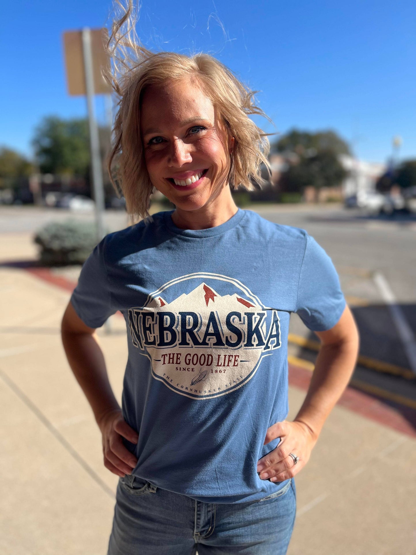 Nebraska The Good Life Mountain Design Graphic Tee