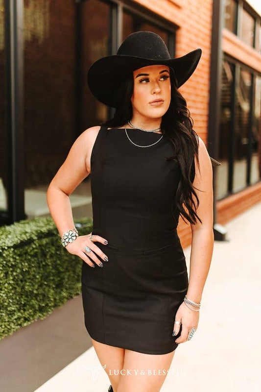 Black Boat Neck Luxury Feel Everyday Dress