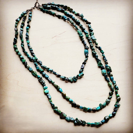 Genuine Natural Turquoise Triple Strand Necklace