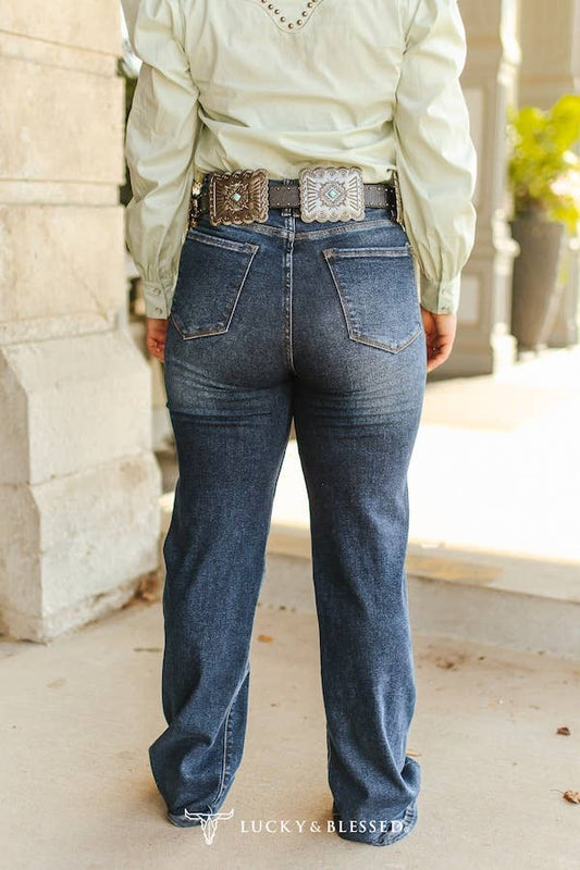 Mid Wash Mid Rise Trouser Jeans (33.5in Inseam)