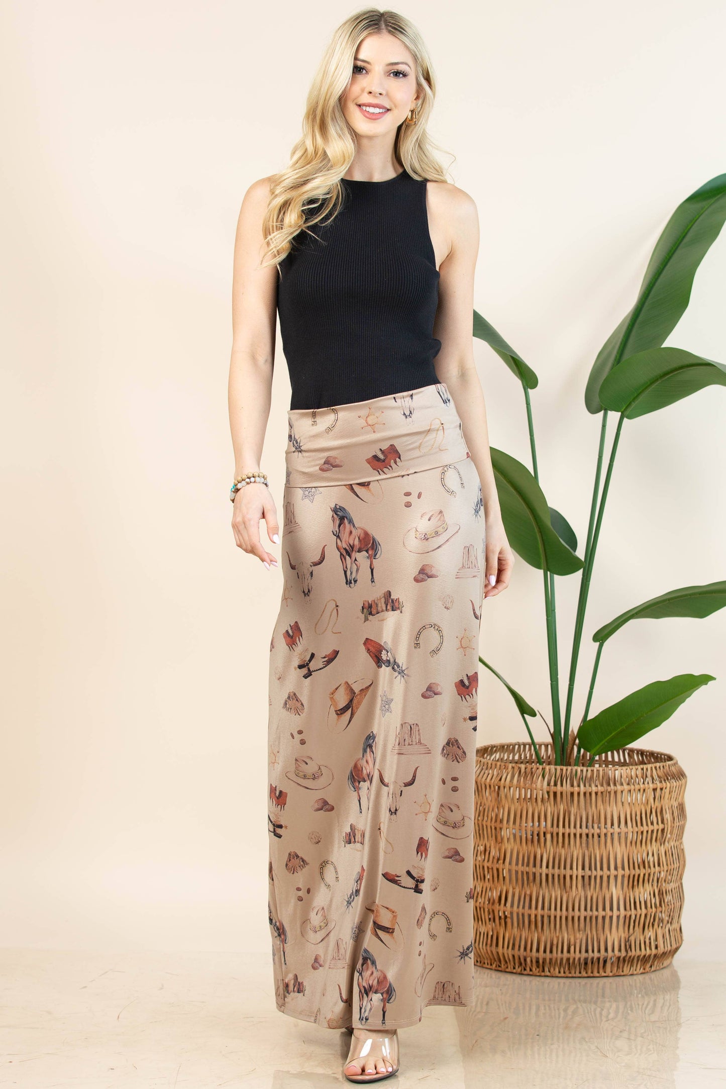 WESTERN ELEMENTS PRINT MAXI SKIRT