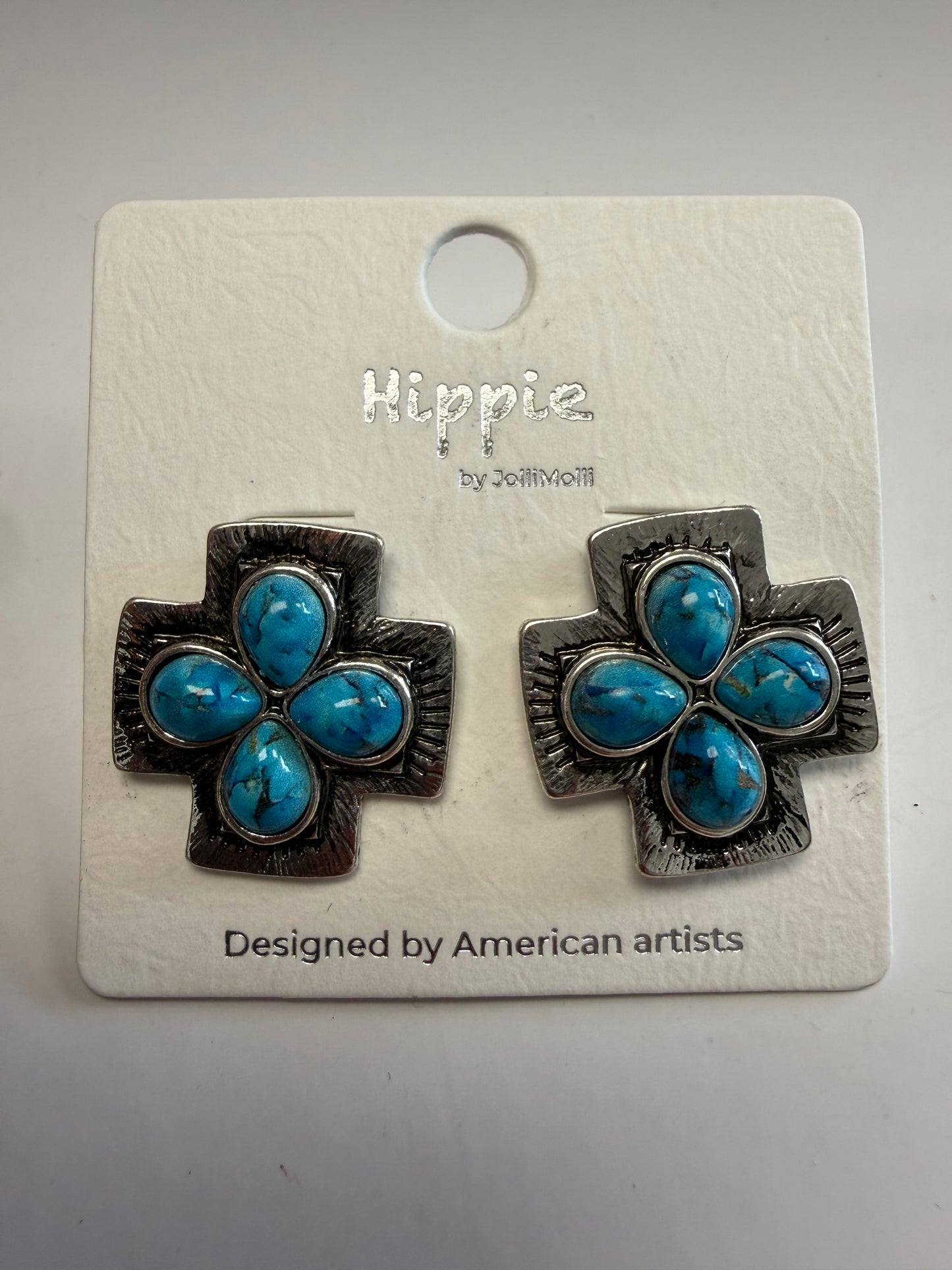 Turquoise Crossroads Stud Earrings