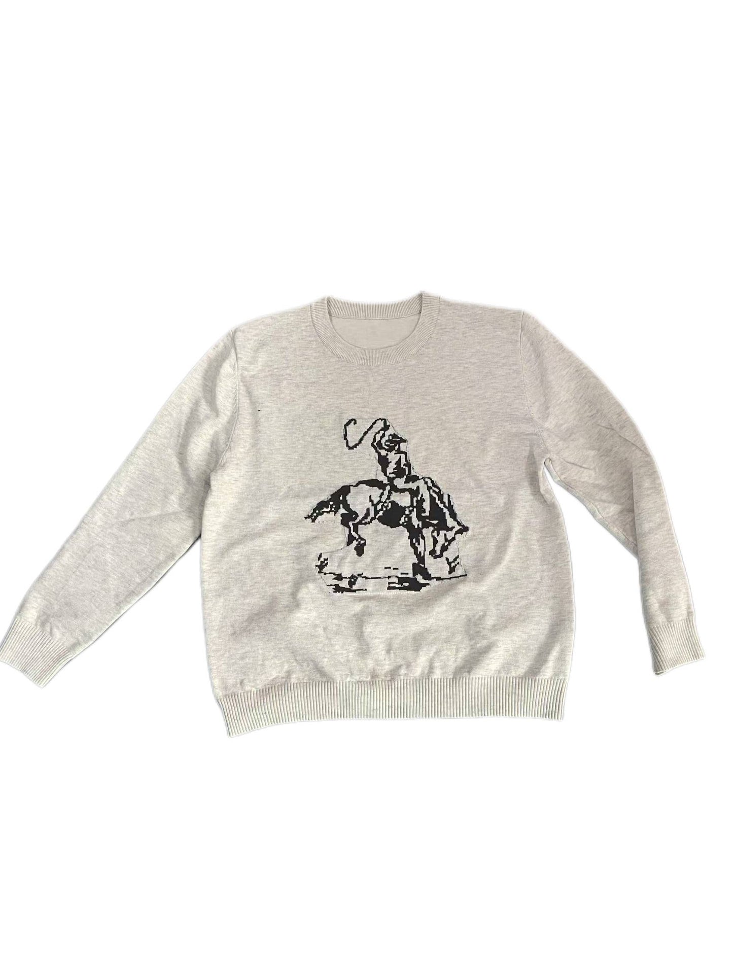 Western Horse Cowboy Rodeo Knit Sweater crewneck pullover