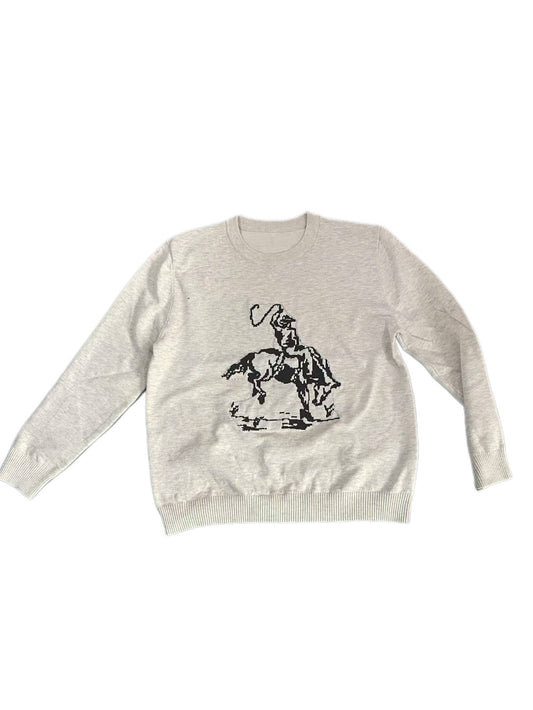 Western Horse Cowboy Rodeo Knit Sweater crewneck pullover