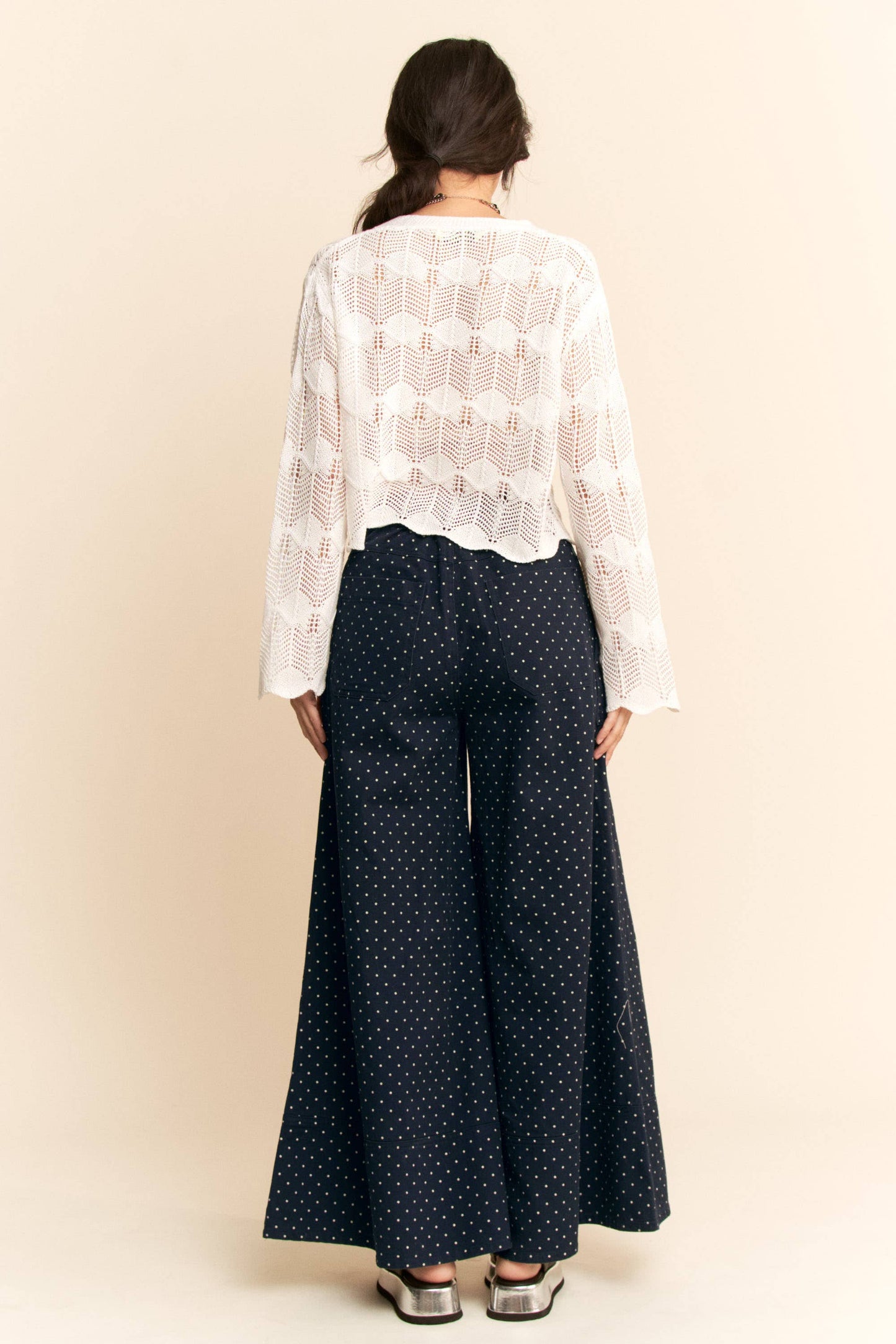 WASHED  RUFFLE LACE BOTTOM PANTS