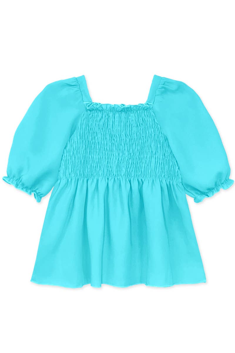 Toddlers Fashion Top W/Puff Sleeve Blue