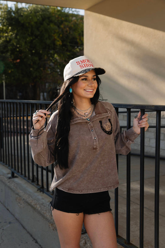 ROWEL 'EM UP PULLOVER *CHOC