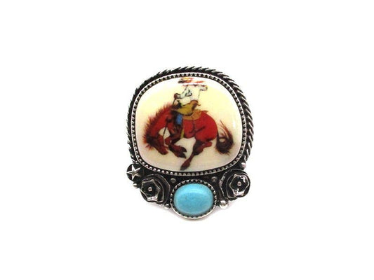 Western Cowboy Portrait Cuff Ring