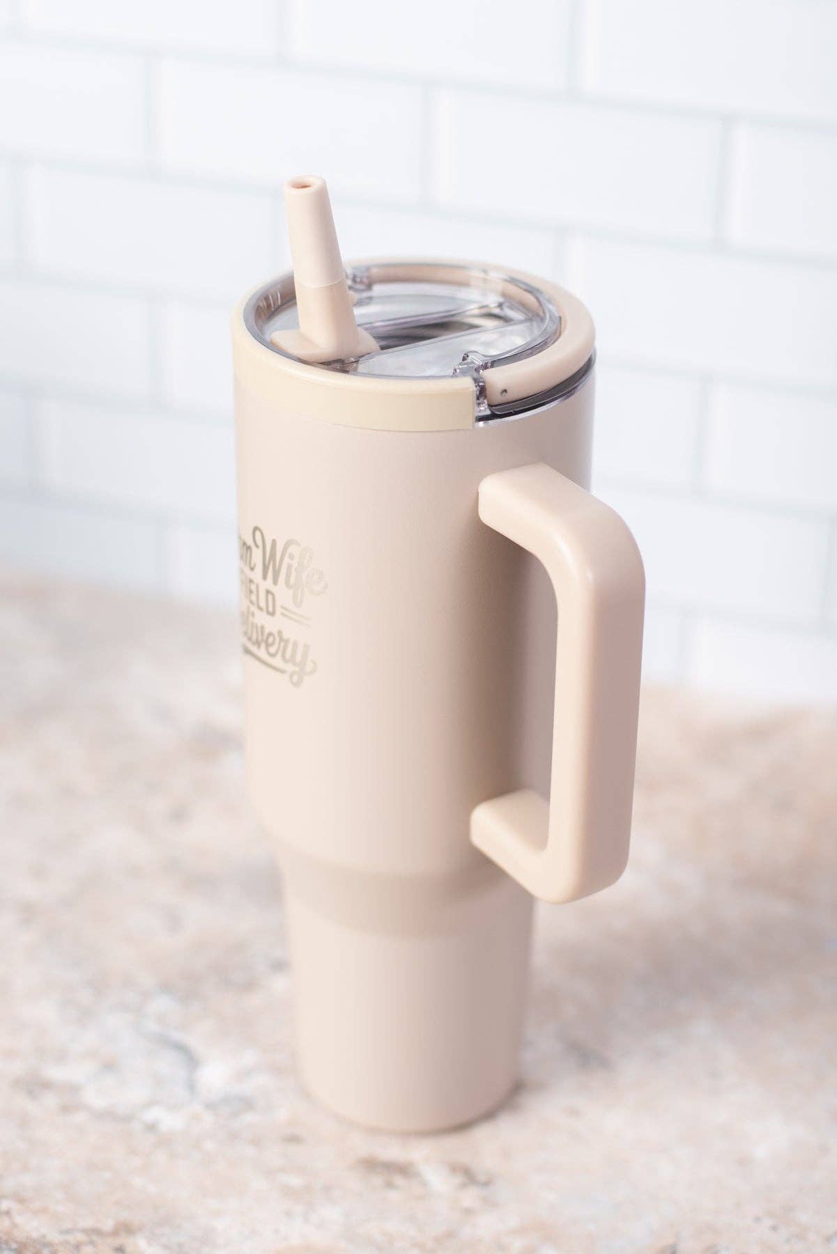 'Farm Wife Field Delivery' Water Tank Tumbler - Cream