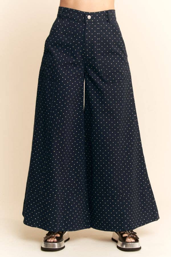 WASHED  RUFFLE LACE BOTTOM PANTS