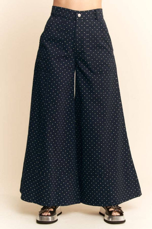WASHED  RUFFLE LACE BOTTOM PANTS