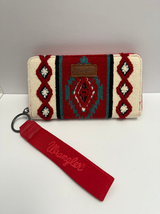Wrangler Southwestern Knitted Wallet/Wristlet - Burgundy