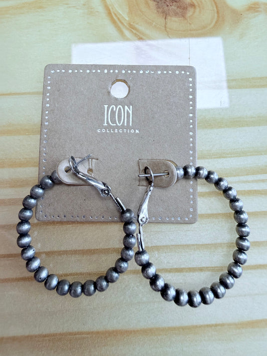 Silver Beaded Hoops