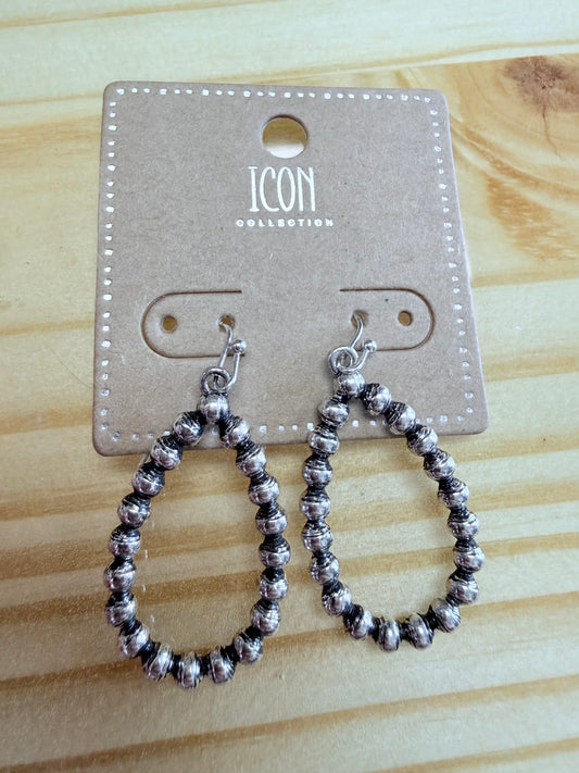 Silver Beaded Teardrop Earrings