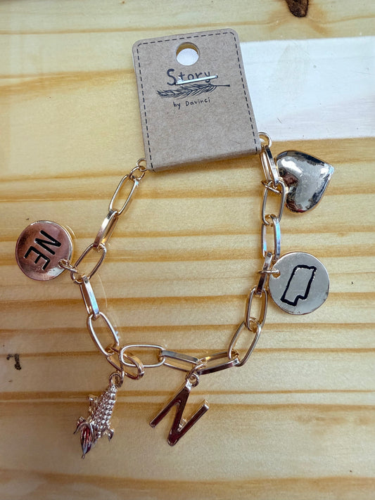 Nebraska Charm Link Bracelet