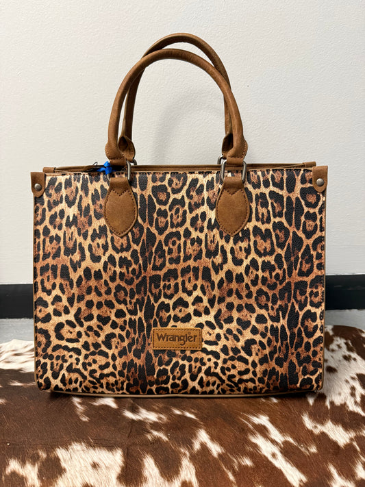 Wrangler Leopard Print Wide Tote Bag/Crossbody